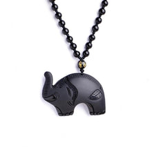 Load image into Gallery viewer, Obsidian Baby Elephant Necklace