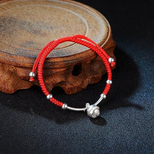 Load image into Gallery viewer, Silver Transfer Pearl Bell Red Rope Bracelet