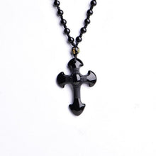 Load image into Gallery viewer, Natural Obsidian Cross Necklace
