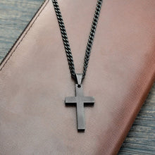 Load image into Gallery viewer, Black Titanium Steel Cross Necklace/  Black Chain Pendant Necklace
