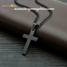 Load image into Gallery viewer, Black Titanium Steel Cross Necklace/  Black Chain Pendant Necklace
