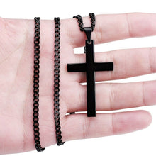 Load image into Gallery viewer, Black Titanium Steel Cross Necklace/  Black Chain Pendant Necklace
