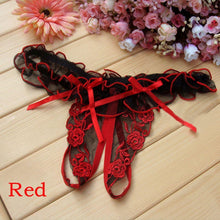 Load image into Gallery viewer, Flower Bow Lace Crotchless Panties
