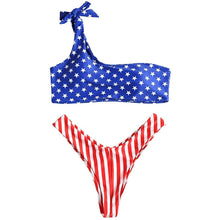 Load image into Gallery viewer, American Flag Thong Bikini Set
