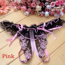 Load image into Gallery viewer, Flower Bow Lace Crotchless Panties
