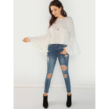 Load image into Gallery viewer, Ruffle Flared Sleeve Blouse.
