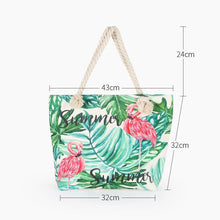 Load image into Gallery viewer, Flamingo Printed Canvas Beach Bag
