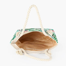 Load image into Gallery viewer, Flamingo Printed Canvas Beach Bag
