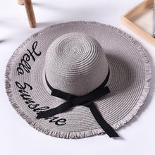 Load image into Gallery viewer, Handmade Weave "Hello Sunshine" Large Brim Straw Hat
