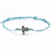 Load image into Gallery viewer, 10 pieces/lot Turtle Pendant Anklets Ankle Bracelet Antique Silver Color Beads.
