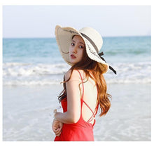Load image into Gallery viewer, Handmade Weave "Hello Sunshine" Large Brim Straw Hat
