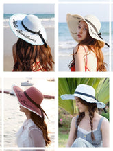 Load image into Gallery viewer, Handmade Weave "Hello Sunshine" Large Brim Straw Hat
