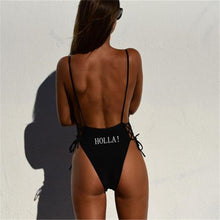 Load image into Gallery viewer, Backless "HOLLA!" High Cut One Piece Monokini
