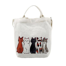 Load image into Gallery viewer, Cartoon Cats Printed Canvas Beach Bag

